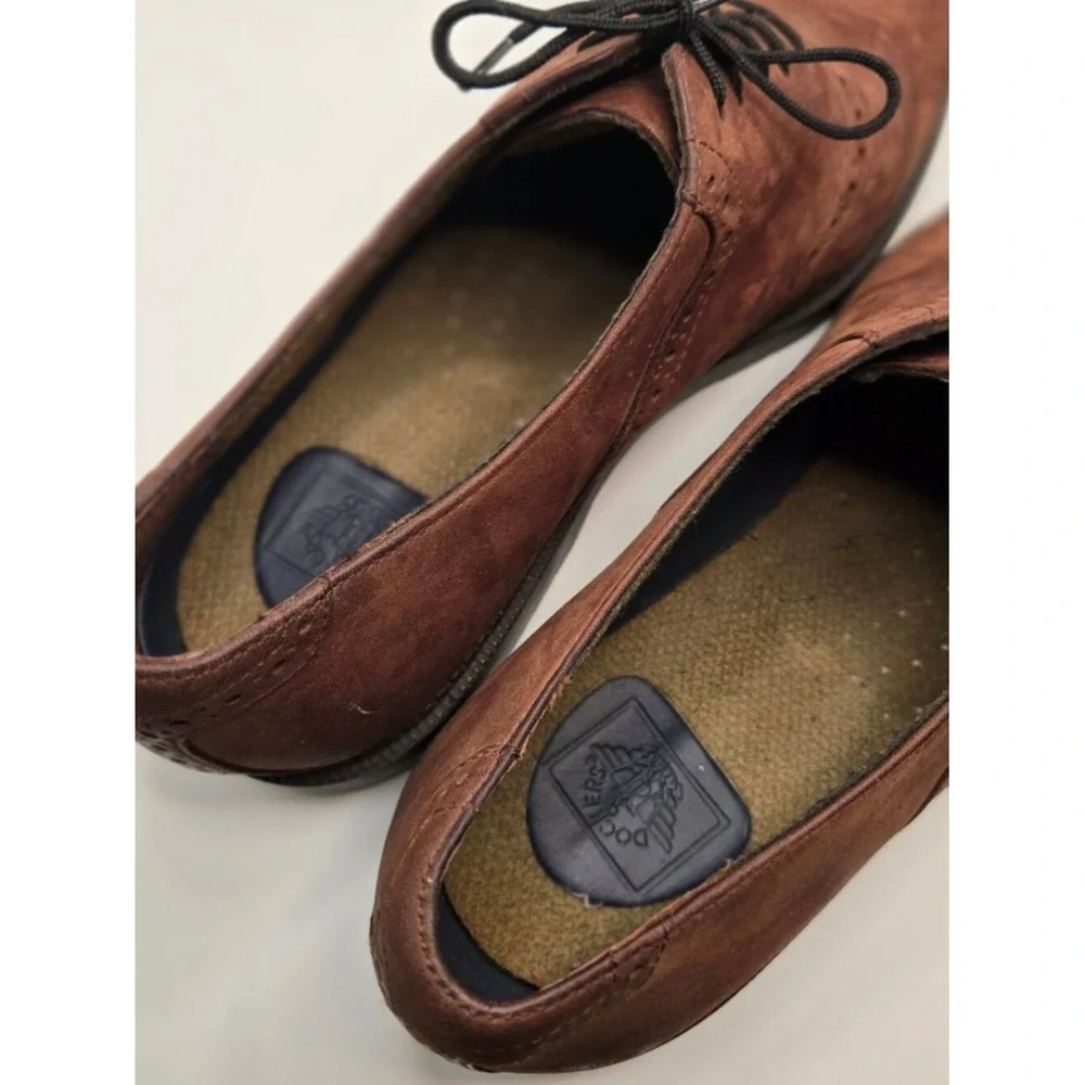 Dockers Oxford Shoes Mens 10 Brown Good Suede Brogue Lace Up Dress Casual (S6)